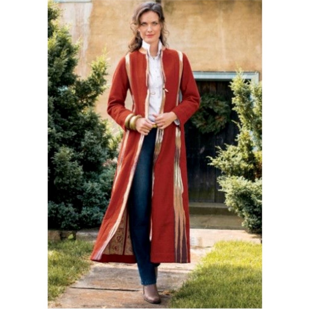 Soft Surroundings RARE Noir Bedouin Oasis Quilted Tapestry Boho Long Coat XL - Picture 3 of 15